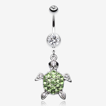 Under the Sea Turtle Belly Button Ring-Clear Gem